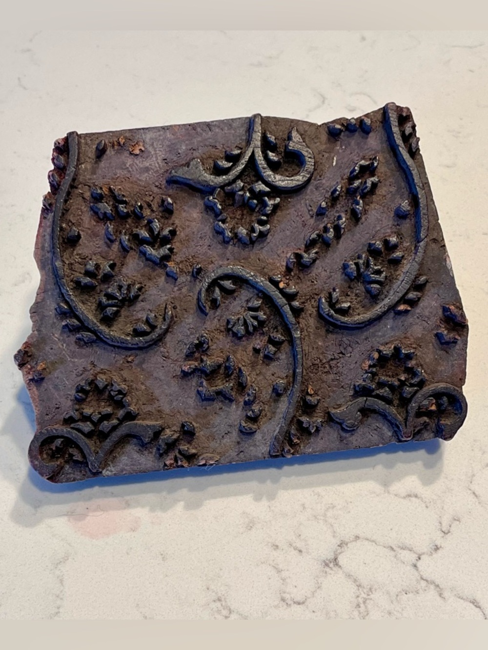antique wood printing block used for textile printing, cloth block print stamp